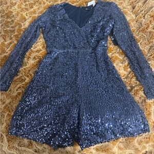 New York & Company Navy Sequin Romper